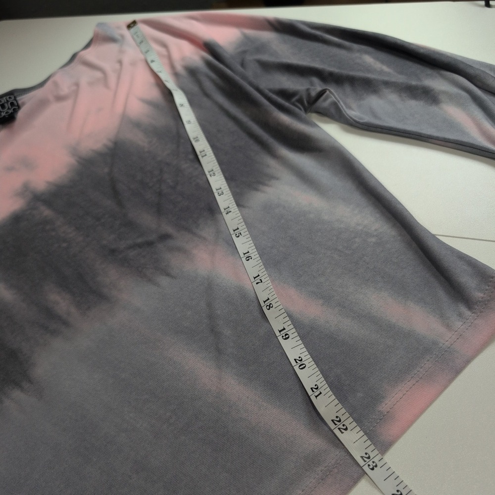 Clara Sunwoo Tie Dye Asymmetrical Tunic Top Pink Grey Blue Large Made in USA - Picture 8 of 9